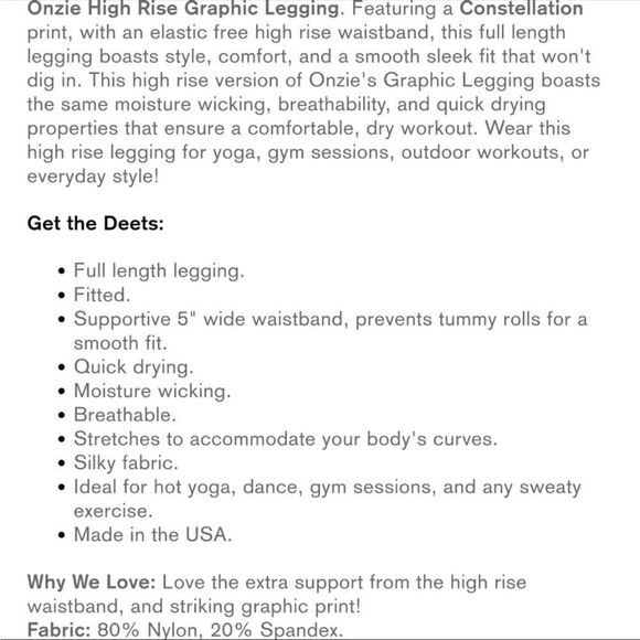 ONZIE | High Rise Constellation Graphic Star Print Leggings Women’s Size S/M - Picture 10 of 11